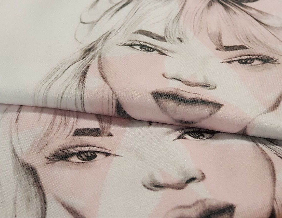 detalle ilustracion en tejido para camiseta personalizada coleccion - inmenta estudio creativo - paula berdiel - huesca